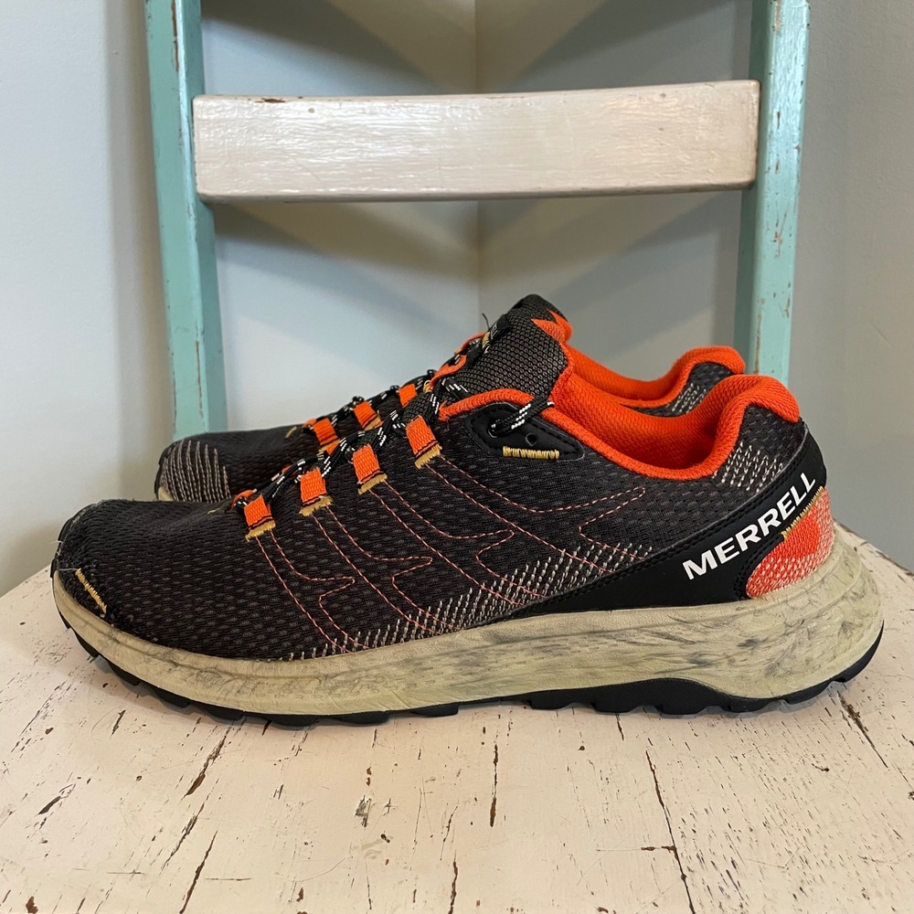 Merrell Fly Strike Mens 11.5 Trail Running Shoes Black Orange J067377 Sneakers
